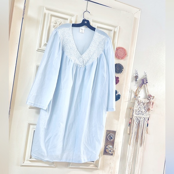 Pretty Vintage Baby_Blue *Long Sleeves Soft Fleece Nightgown w/Quilted Design 3x - Picture 6 of 16